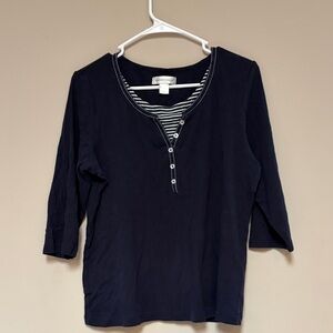 Christopher & Banks Dark Blue Button-Down Shirt